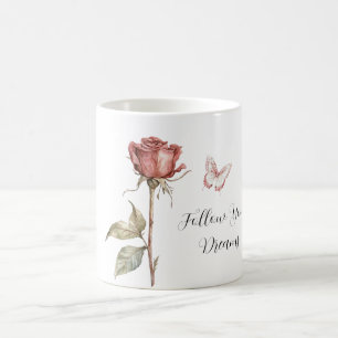 Mug Rêves de papillon blanc rose rouge rose