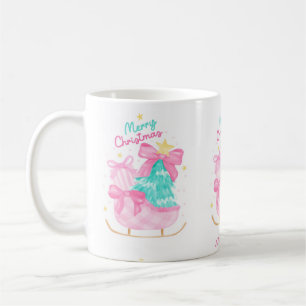 Mug rêves pastel bleu, rose et jaune cadeau traîneau