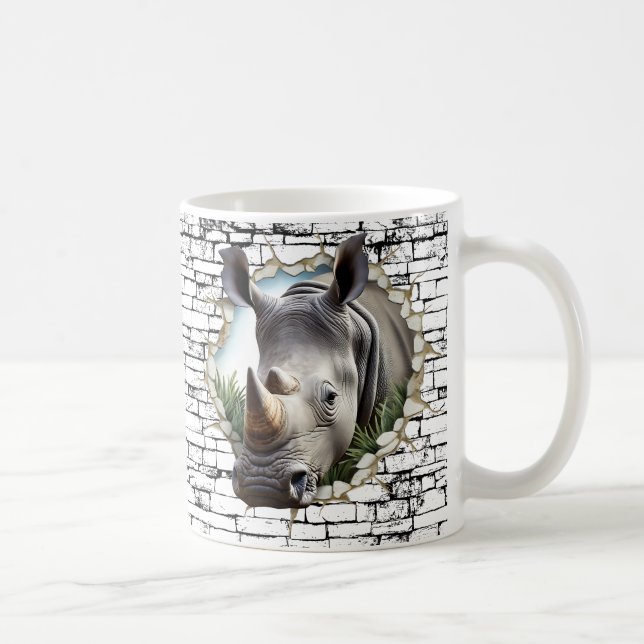 Mug Rhinoceros 3D Wall Break Art - Safari réaliste (Droite)