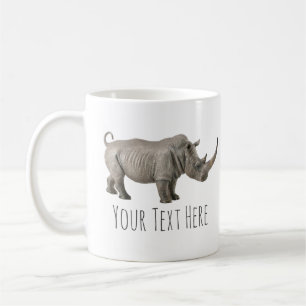 Mug Rhinoceros Illustration Rhino message personnalisé