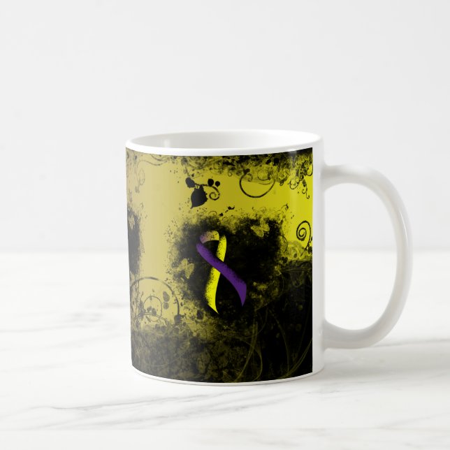 Mug Ribbon de sensibilisation au pourpre et au jaune G (Droite)