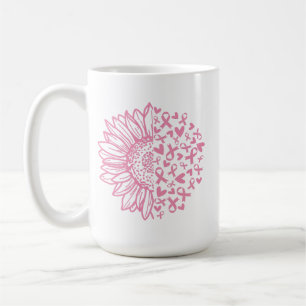 Mug Ribbon rose Conscience du cancer du sein Tournesol