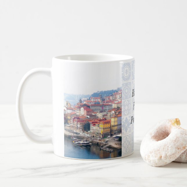 Mug Ribeira et Douro. Porto, Portugal. (Avec donut)