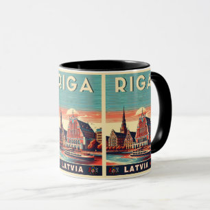 Mug Riga City, Lettonie culture baltique cadeaux vinta