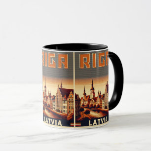 Mug Riga City, Lettonie culture baltique cadeaux vinta
