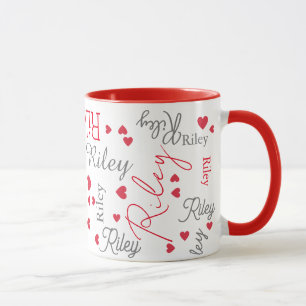 Mug Riley nom personnalisé avec coeur rouge
