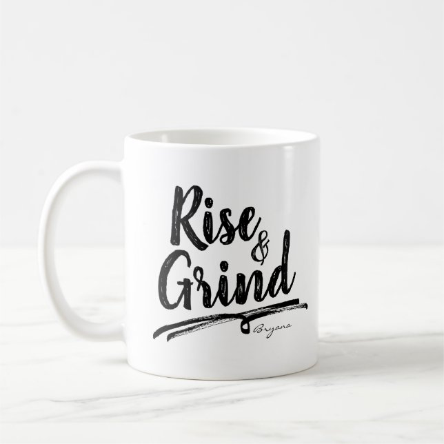 Mug RISE & GRIND Nom personnalisé personnalisé personn (Gauche)