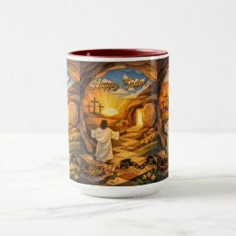 Mug Risen Jesus Empty Tomb 3D Papercut Easter Combo