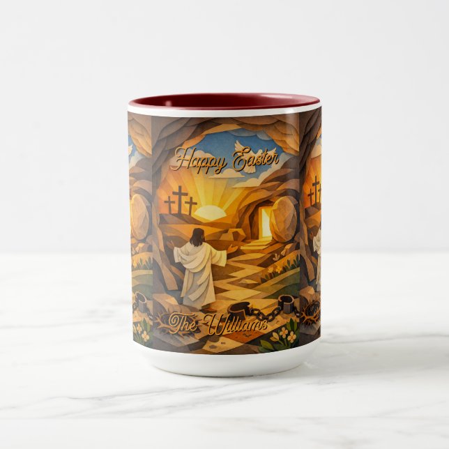 Mug Risen Jesus Empty Tomb 3D Papercut Easter Combo (Centre)