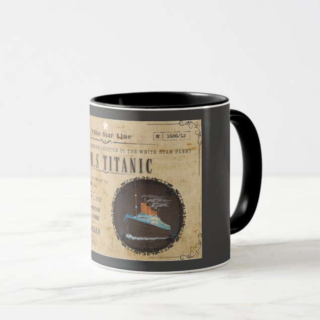 MUG RMS TITANIC BOARING PUBLICATION (Devant droit)