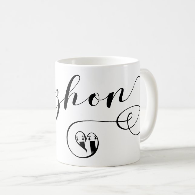 Mug Roazhon, Drapeau de Rennes en coeur, Breton (Devant droit)