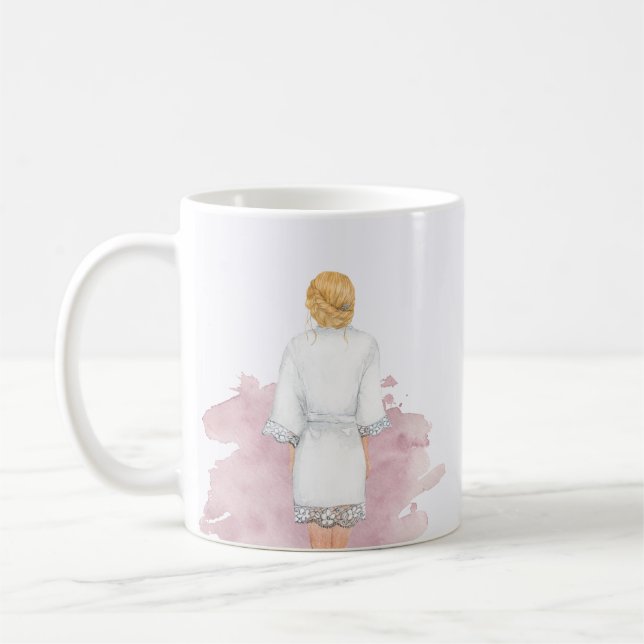 Mug Robe mariage rose vif future mrs monogramme (Gauche)