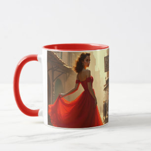 Mug Robe rouge Imaginaire mignonne dame