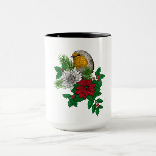 Mug Robin rouge sur décoration de Noël
