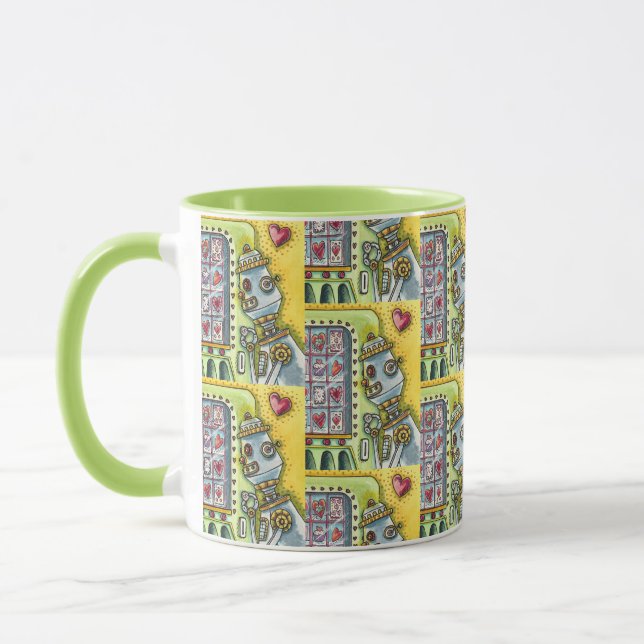 MUG ROBOT À LA RECHERCHE D'AMOUR, COEUR FOURNISSANT MA (Gauche)