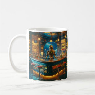 Mug Robot Barman dans le bar interstellaire démodé de