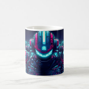Mug Robot Cyberpunk Futuriste Neon Nourriture Ramen