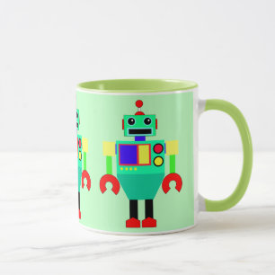 MUG ROBOT VERT, ROUGE ET JAUNE