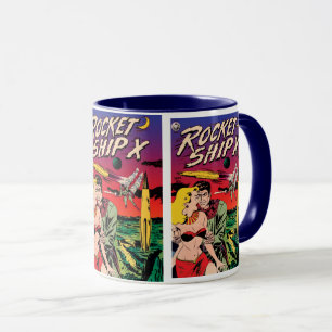 Mug Rocket Ship X Vintage Sci Fi Comic Book Cover