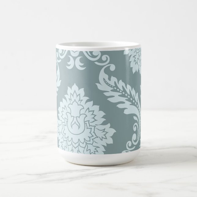 Mug Rococo Damask Art I Duck Egg Blue+Teal (Centre)