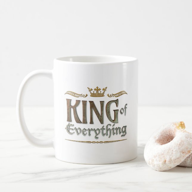 Mug ROI DE TOUT - Grand Couronne royale médiévale (Avec donut)