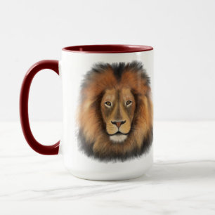 Mug roi lion de la jungle réaliste homme aquarelle