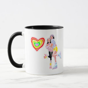 Mug Roller Skate Girls Rainbow Heart