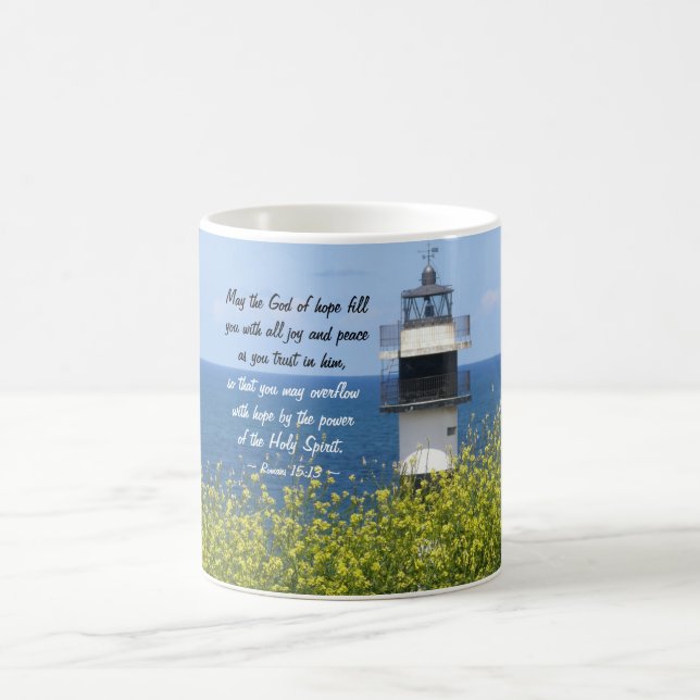 Mug Romains 15:13 Dieu de l'Espoir, Phare (Centre)