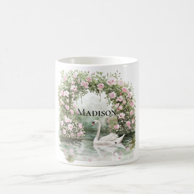 Mug Romantic Pink Roses Swan Lake Floral   (Centre)