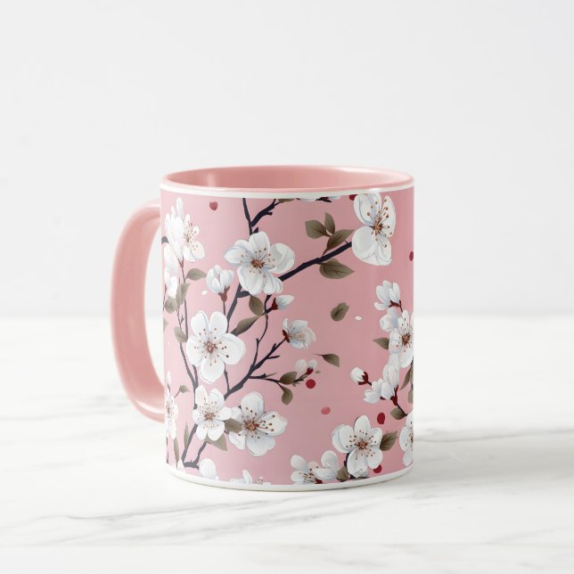 Mug Romantic Springtime Cherry Blossoms Japandi Floral (Devant gauche)