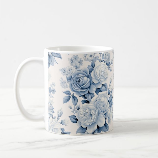 Mug Romantique Chic Antique Dusty Blue Roses (Gauche)