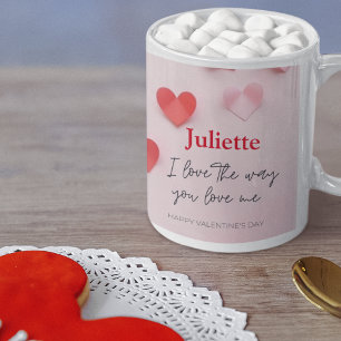 Mug Romantique rose et coeur rouge Saint Valentin
