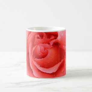 Mug Romantique Rose rose rouge gouttes d'eau