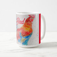 Rooster rouge Aquarelle Peinture Fête des pères Pa