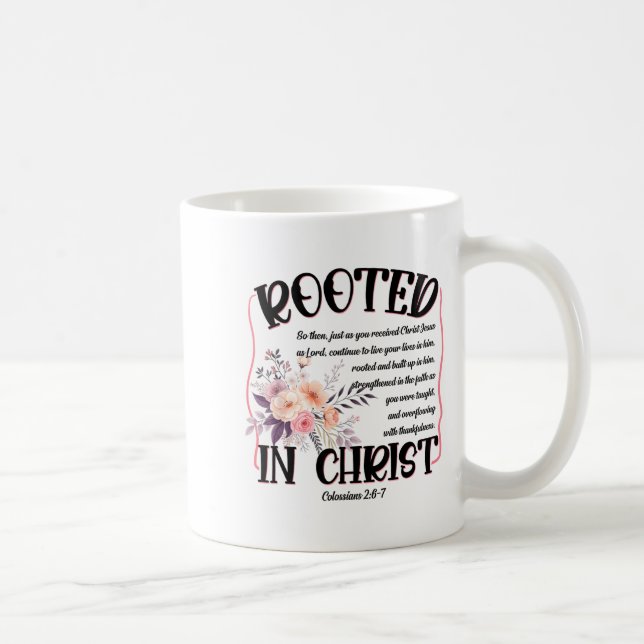 Mug Rooted In Christ Preppy Floral Jesus Christian Fai (Droite)
