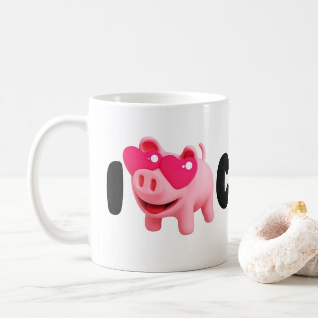 Mug Rosa the Pig Love Coffee so much! (Avec donut)