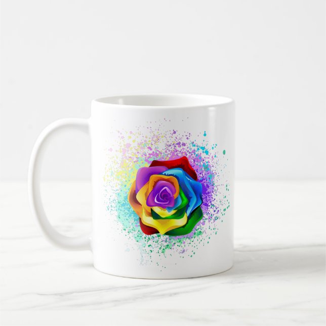 Mug Rose arc-en-ciel coloré (Gauche)