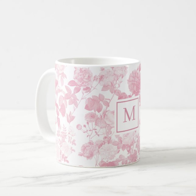 Mug Rose Blanc Floral Rose Chinoiserie Baby Girl (Devant gauche)
