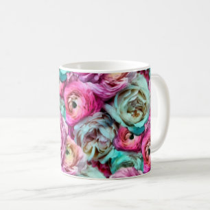 Mug Rose & Blanc Rose & Peony Flowers