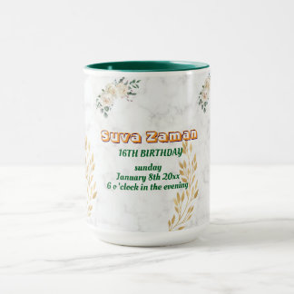 Mug Rose Blanche Élégante Fleurie 16e Anniversaire