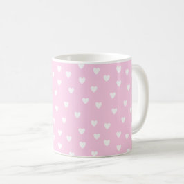 Mug Rose chaud avec Coeurs blancs