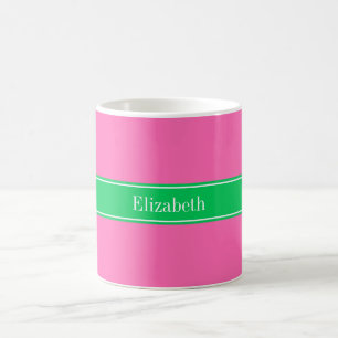 Mug Rose chaud solide #2 Emerald Green Rbn Nom Monogra