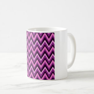 Mug Rose Chaude & Chevron Noir – Motif Zigzag Électriq