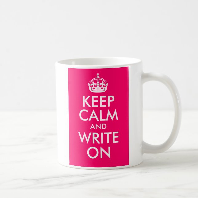 Mug Rose clair Gardez le calme et écrivez sur (Droite)
