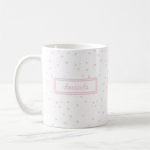 Mug Rose Coeur Motif Fille Romantique Aquarelle