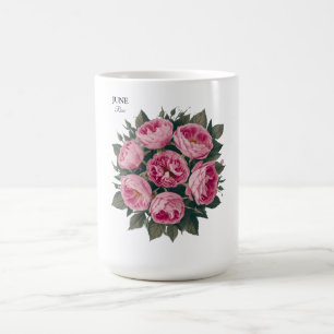 Mug Rose de juin : Fleur d'anniversaire personnalisée