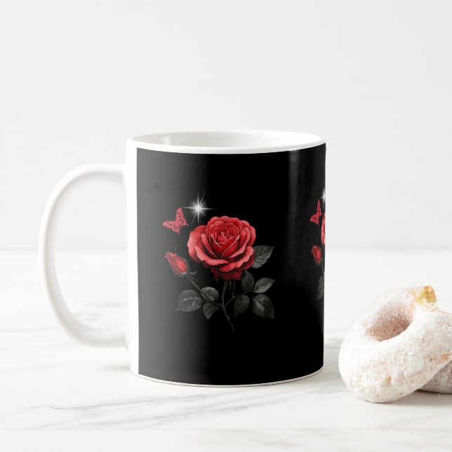 Mug Rose, encre et temps noir (Avec donut)