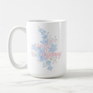 Mug Rose et Bleu Floral Grandmillennial Nom
