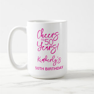 Mug Rose Fantaisiste Félicitations pour 50 Ans Anniver