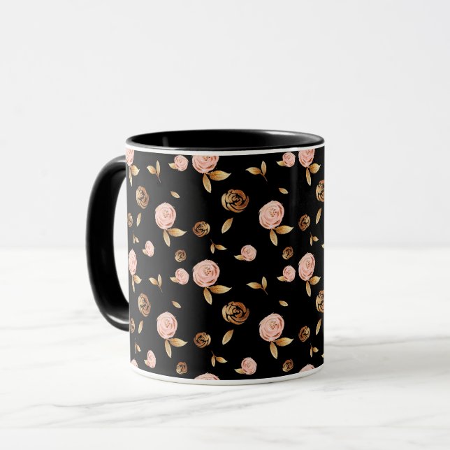 Mug Rose Floral Gold (Devant gauche)